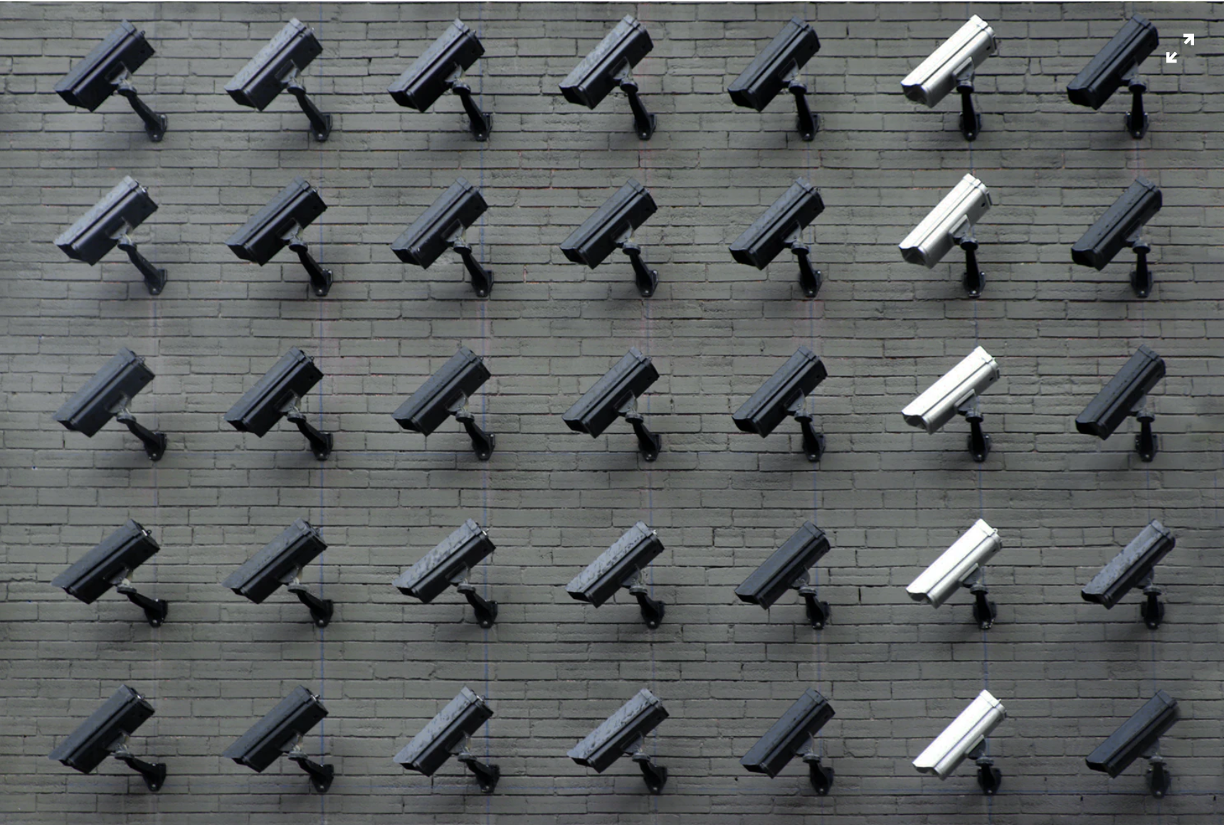 Security cameras on a wall