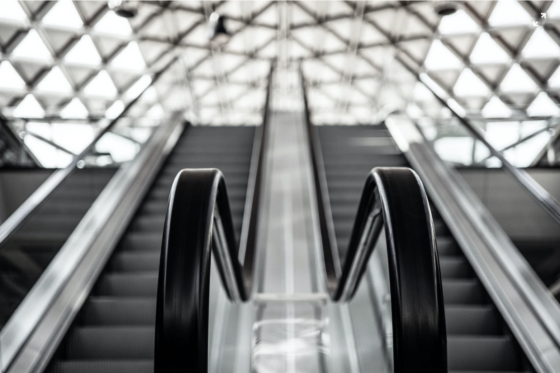 Looking up at escalator