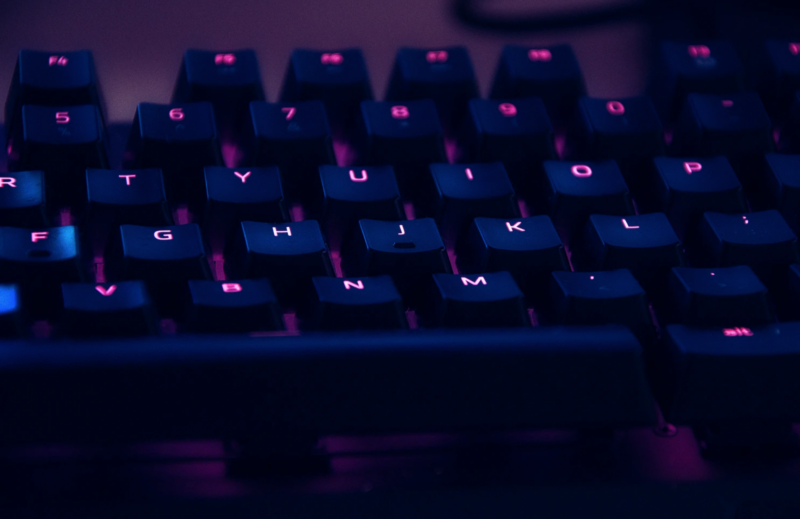 LED keyboard at night
