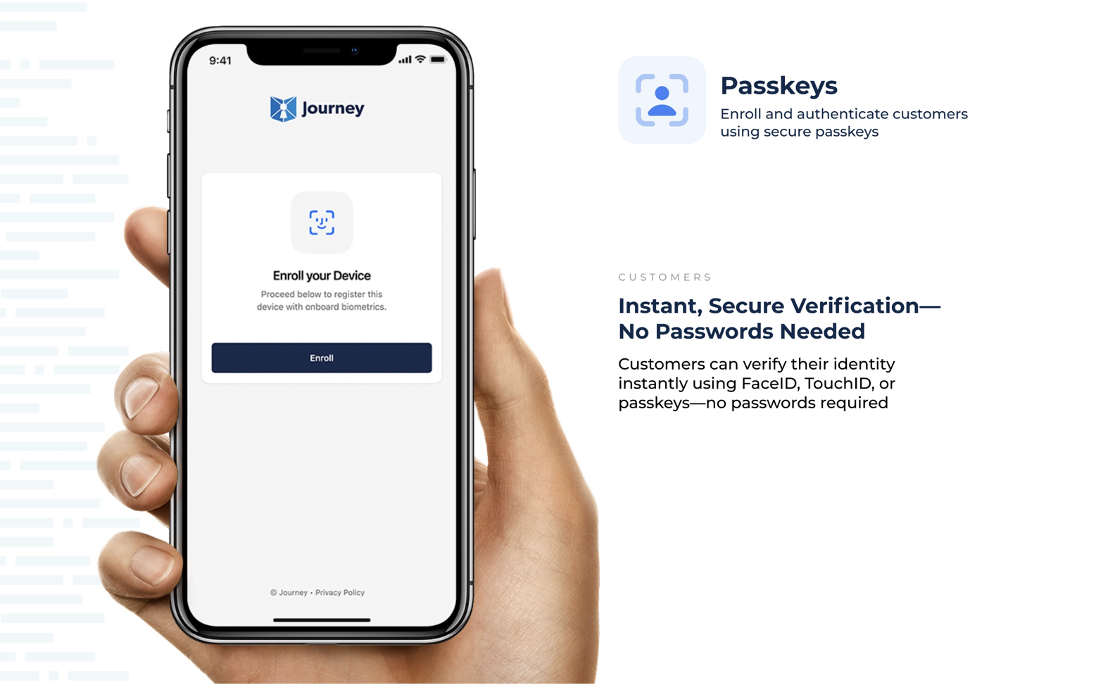 Person on phone showing passkeys
