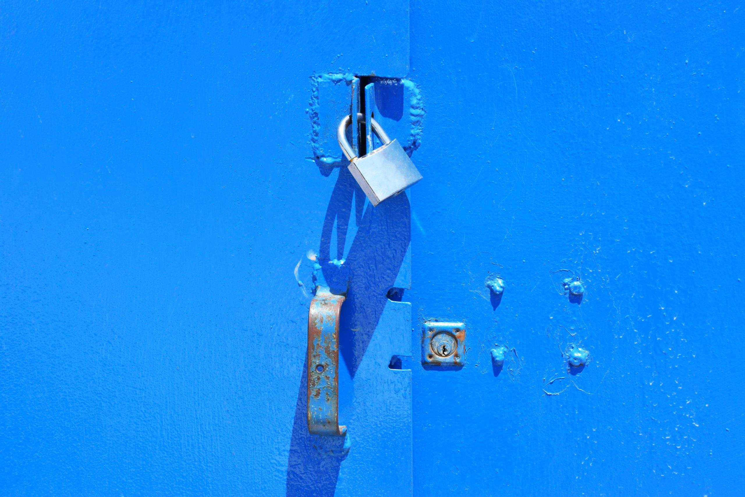 Lock on blue door
