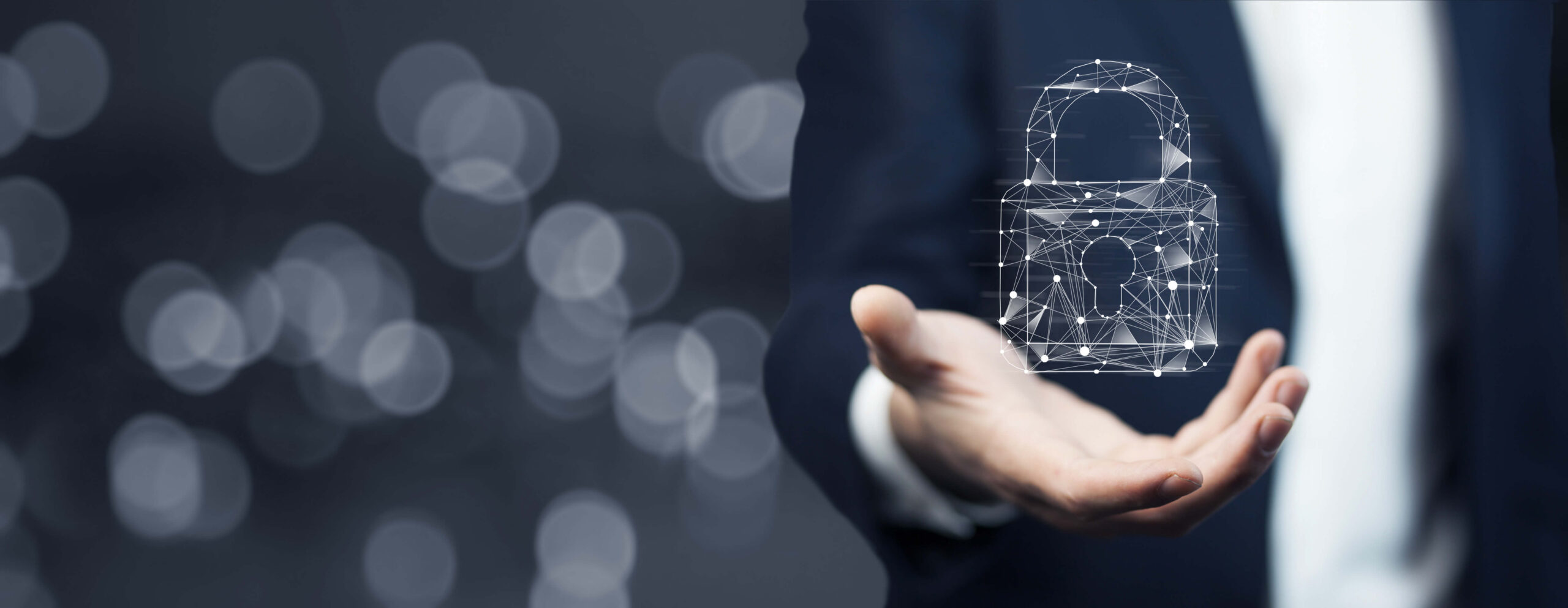 Man holding a lock in hand