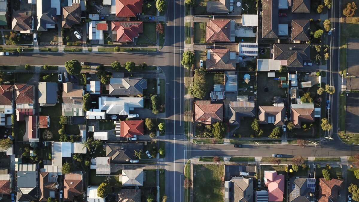 Overhead view of nieghborhood
