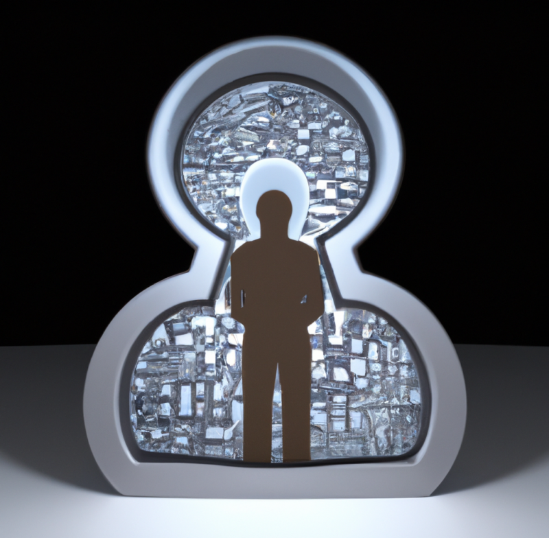 Person standing in key hole