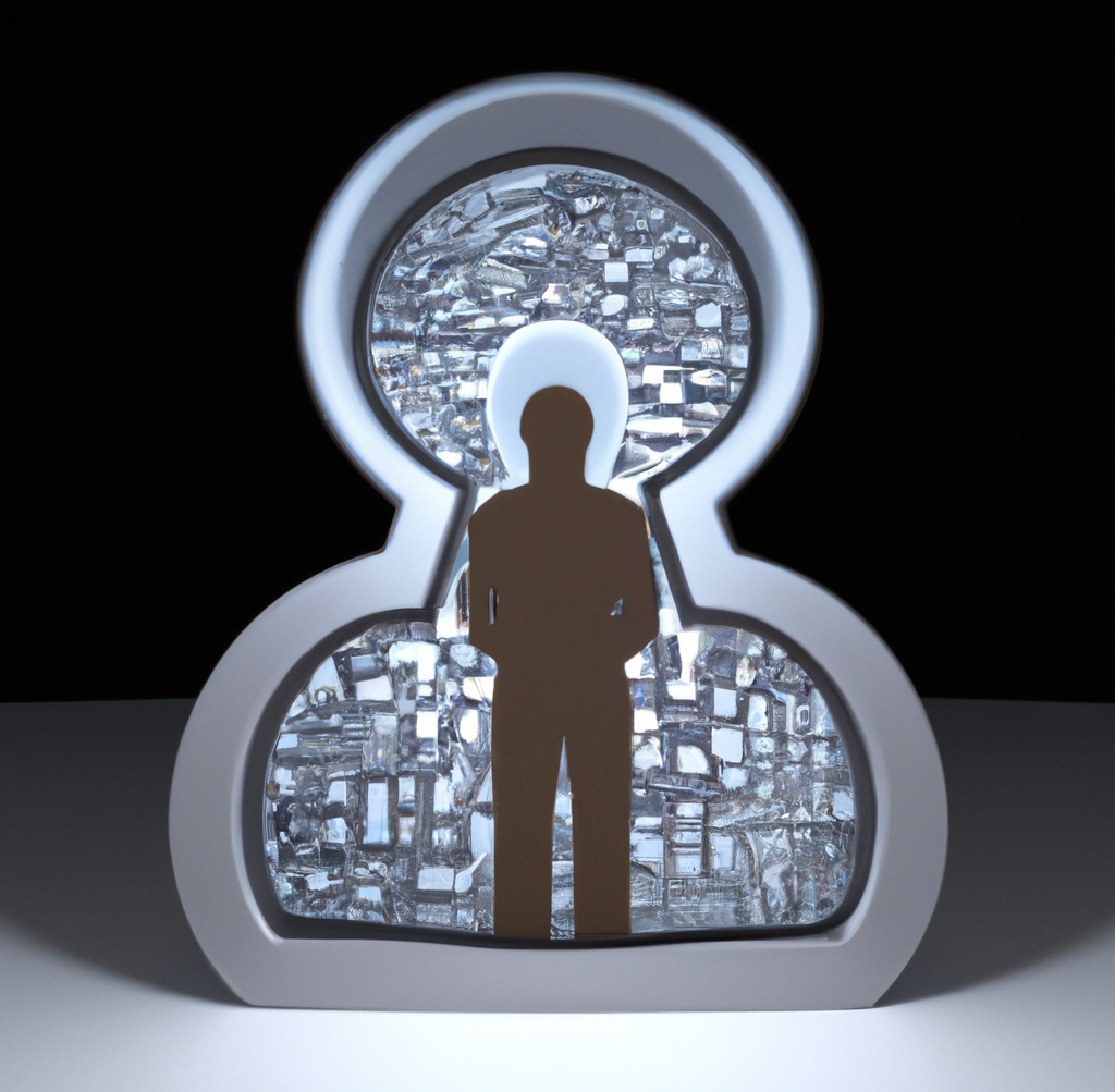 Person standing in key hole