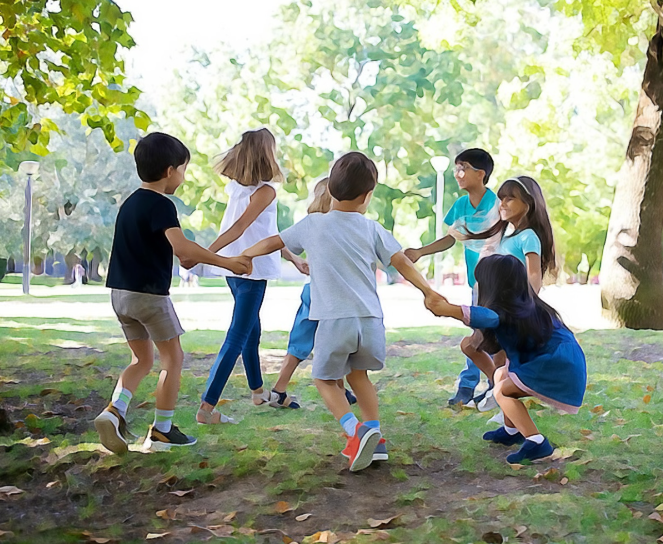 Children playing in field