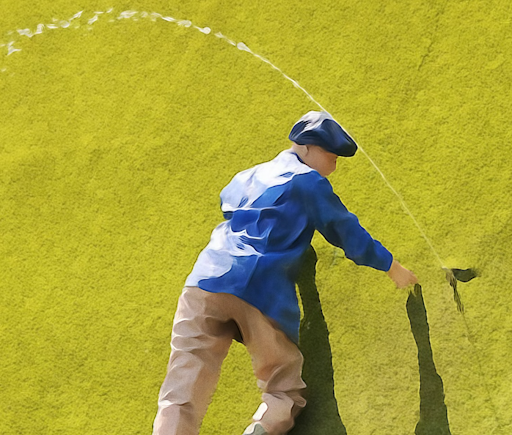 Person painting wall